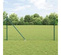 vidaXL Clôture en Chaîne avec 7 Piquets 1,4 x 10 m en Acier Galvanisé 3351151 Vert