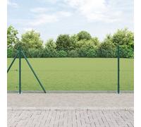 Vidaxl Clôture En Fil Soudé Avec 13 Poteaux Flanchés Vert 0.8x25 M Acier Vert