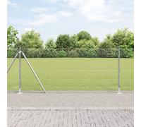 Vidaxl Clôture En Fil Soudé Avec 13 Poteaux Flangés 0.8x25 M En Acier Galvanisé