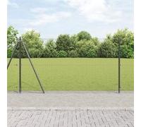 vidaXL Clôture en fil soudé avec 7 poteaux à flasque Gris 1,2x10 m Acier 3352525 Gris G
