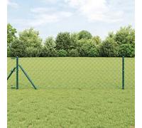 Vidaxl Clôture En Maillons De Chaîne Avec 7 Poteaux 0.6x10 M En Acier Galvanisé Vert