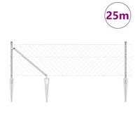 Vidaxl Clôture En Maillons De Chaîne Avec 13 Poteaux À Pointe 0.6x25 M Acier Galvanisé