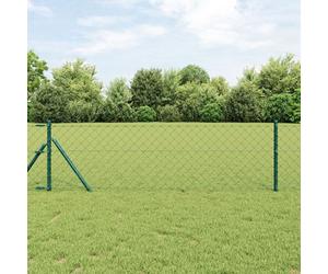 Vidaxl Clôture En Maillons De Chaîne Avec 7 Poteaux 0.6x10 M En Acier Galvanisé Vert