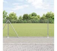 vidaXL Clôture en Métal Soudé avec 13 Poteaux Flangés 0.8x100 m Acier Galvanisé 3352380 Gris G