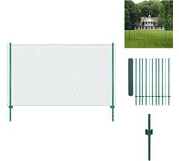 vidaXL Clôture en treillis métallique avec poteaux en acier 25 x 2 m Vert - Panneaux de clôture