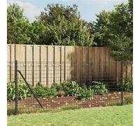 vidaXL Clôture en Treillis Métallique et Ancrage, Panneau de Clôture Décoratif, Barrière de Protection Jardin Patio Extérieur, Anthracite 1,1x25 m 154250 G