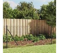 vidaXL Clôture en Treillis Métallique et Ancrage, Panneau de Clôture Décoratif, Barrière de Protection Jardin Patio Extérieur, Anthracite 1,1x10 m G