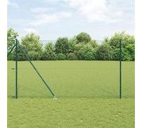 vidaXL Clôture enchaînée avec 13 poteaux à pointe 1,6 x 25 m en acier galvanisé 3351173 Vert