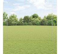 Clôture Euro vidaXL avec poteaux, 10 x 1,6 m, acier galvanisé, couleur argent, modèle à mailles
