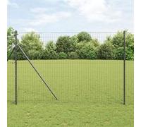 vidaXL Clôture Euro avec 7 poteaux 1,6 x 10 m en acier galvanisé gris 3350384 Gris