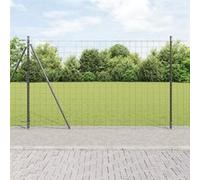 vidaXL Clôture Euro avec 7 poteaux à bride 1,5x10 m en acier galvanisé 3350929 Gris
