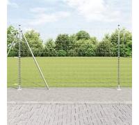 vidaXL Clôture Euro avec 7 poteaux flanqués 1,4x10 m en acier galvanisé 3351018 Gris G
