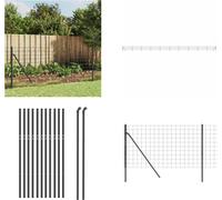 vidaXL Clôture grillagée Anthracite 0,8x25 m Acier galvanisé - Clôture grillagée - Clôture de jardin - Grillage métallique