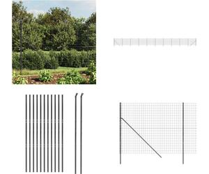 vidaXL Clôture grillagée Anthracite 2x25 m Acier galvanisé - Clôture grillagée - Clôture de jardin - Grillage métallique