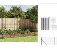 vidaXL Clôture grillagée avec douilles de sol Anthracite 0,8x25 m - Panneaux de clôture