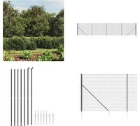 vidaXL Clôture grillagée avec douilles de sol Anthracite 1,4x10 m - Clôture grillagée - Clôture de jardin - Clôture en fil de fer
