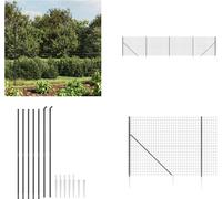 vidaXL Clôture grillagée avec douilles de sol Anthracite 1,6x10 m - Clôture grillagée - Clôture de jardin - Clôture en fil de fer