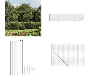vidaXL Clôture grillagée avec douilles de sol Anthracite 1,6x10 m - Clôture grillagée - Clôture de jardin - Clôture en fil de fer