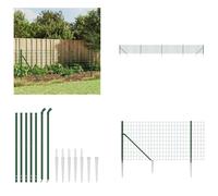 vidaXL Clôture grillagée avec douilles de sol Vert 0,8x10 m - Clôture grillagée - Clôture de jardin - Clôture en fil de fer