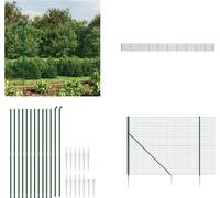 vidaXL Clôture grillagée avec douilles de sol Vert 1,4x25 m - Clôture grillagée - Clôture de jardin - Clôture en fil de fer