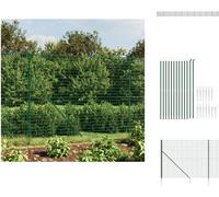 vidaXL Clôture grillagée avec douilles de sol vert 1,4x25 m - Panneaux de clôture
