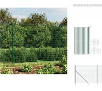 vidaXL Clôture grillagée avec douilles de sol vert 1,4x25 m - Panneaux de clôture