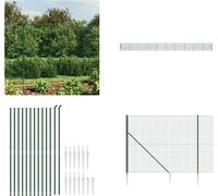 vidaXL Clôture grillagée avec douilles de sol Vert 1,6x25 m - Clôture grillagée - Clôture de jardin - Clôture en fil de fer