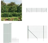 vidaXL Clôture grillagée avec douilles de sol Vert 1,8x10 m - Clôture grillagée - Clôture de jardin - Clôture en fil de fer