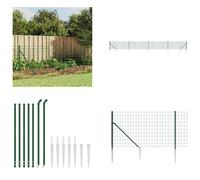 vidaXL Clôture grillagée avec douilles de sol Vert 1x10 m - Clôture grillagée - Clôture de jardin - Clôture en fil de fer