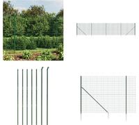 vidaXL Clôture grillagée avec douilles de sol Vert 2,2x10 m - Clôture grillagée - Clôture de jardin - Clôture en fil de fer