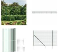 vidaXL Clôture grillagée avec douilles de sol Vert 2,2x25 m - Clôture grillagée - Clôture de jardin - Clôture en fil de fer