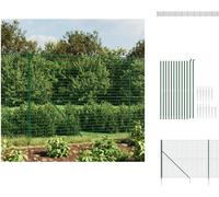 vidaXL Clôture grillagée avec douilles de sol Vert 2x25 m - Panneaux de clôture
