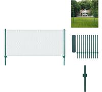 vidaXL Clôture grillagée avec poteaux acier 25 x 0,5 m Vert - Panneaux de clôture