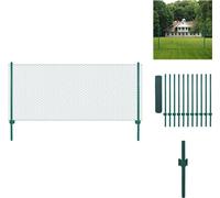 vidaXL Clôture grillagée avec poteaux acier 25 x 0,75 m Vert - Panneaux de clôture