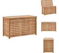 vidaXL Coffre à linge 77,5×37,5×46,5 cm Noyer massif - Paniers à linge