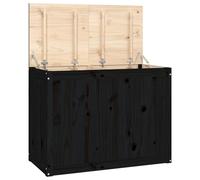 vidaXL Coffre à linge noir 88,5x44x66 cm pin massif