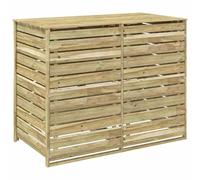 vidaXL Coffre à poubelles pour 2 bacs de 240 l, bois de pin imprégné, design à lattes, portes pratiques avant et hautes, revêtement rustique pour poubelles de jardin, terrasse et patio