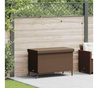 vidaXL Coffre de jardin à roulettes brun 110x55x73 cm Poly rotin