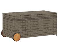 vidaXL Coffre de jardin à roulettes 190 L Poly rotin Gris