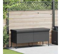 vidaXL Coffre de jardin à roulettes Noir 160x55x75 cm Poly rotin