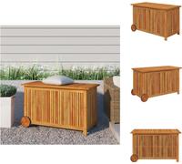 vidaXL Coffre de jardin avec roulettes 90x50x58 cm Bois massif acacia - Coffres de jardin