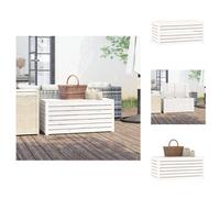 vidaXL Coffre de jardin blanc 101x50,5x46,5 cm Pin massif - Coffres de jardin