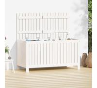 vidaXL Coffre de jardin Blanc 121x55x64 cm Pin massif - Coffre de jardin - Coffres de jardin - Boîte de rangement de jardin