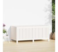vidaXL Coffre de jardin blanc 147x68x64 cm Pin massif - Coffre de jardin - Coffres de jardin - Boîte de rangement de jardin