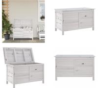 vidaXL Coffre de jardin blanc 99x49,5x58,5 cm Sapin massif - Coffre de jardin - Coffres de jardin - Boîte de rangement extérieur - Boîte à coussins extérieure