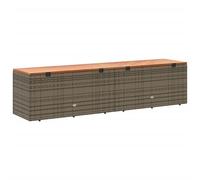 vidaXL Boîte de rangement de jardin gris résine tressée bois d'acacia