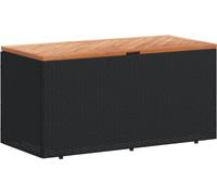 vidaXL Coffre de jardin noir 110x50x54 cm Poly rotin bois d'acacia