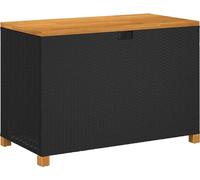 vidaXL Coffre de jardin noir 110x55x63 cm Poly rotin bois d'acacia