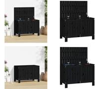 vidaXL Coffre de jardin noir 76x42,5x54 cm Pin massif - Coffre de jardin - Coffres de jardin - Boîte de rangement de jardin