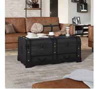 vidaXL Coffre de Rangement Table Basse Caisse de Stockage Boîte de Rangement Meuble de Rangement Chambre Intérieur Bois Large Noir